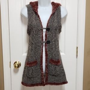 BKE Buckle Long Hooded Sweater Vest M - EUC
